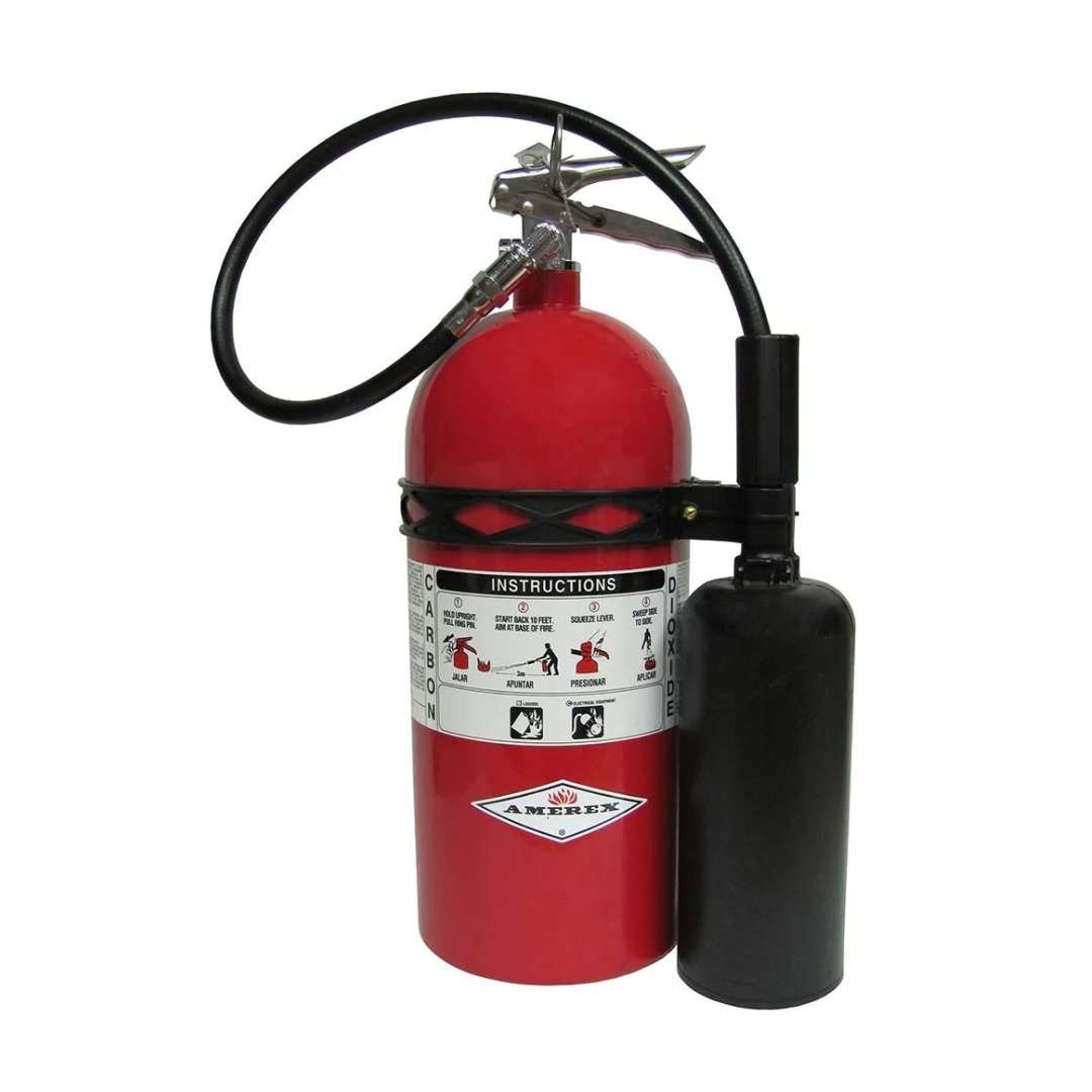Amerex 330X | 10 lb CO₂ | Carbon Dioxide Fire Extinguisher with Wall Bracket | 10B:C
